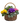 Blooming planter basket with yellow, purple, and pink flowers